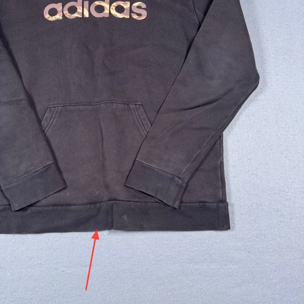 Adidas Pullover Hoodie Faded Black Camo Logo Graphic‎ Sweatshirt Mens Medium